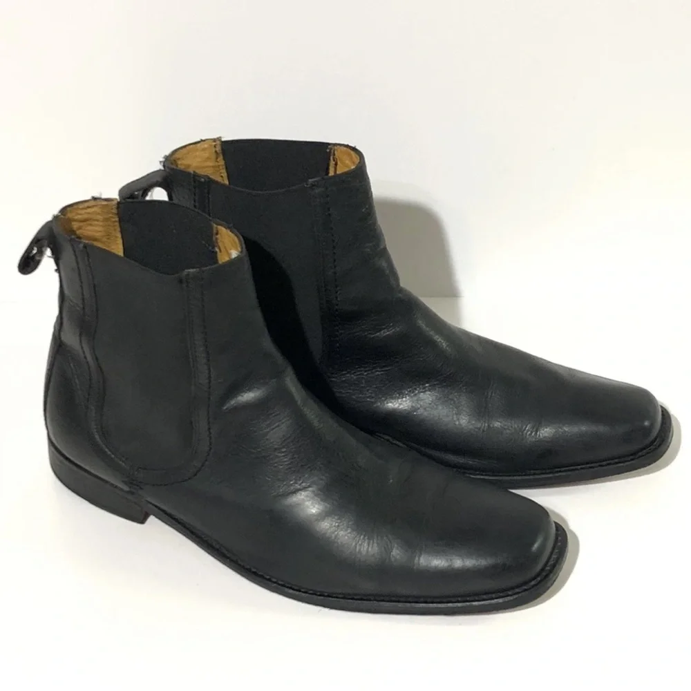 Frye Men's Black Leather Chelsea Boots Pull Tab